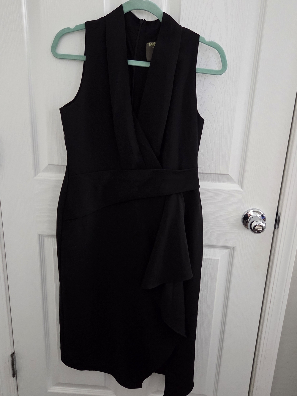 Taylor Black Sleeveless Wrap-Style Midi Dress